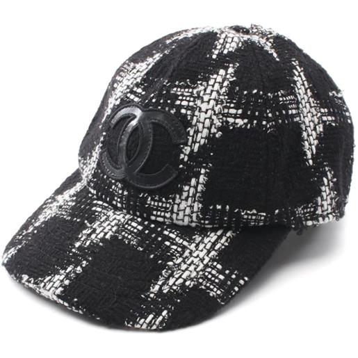 CHANEL Pre-Owned - cappello da baseball coco mark 1986-1988 - donna - cotone/lana/acrilico/poliestere/viscosa/cotone/pelle di agnello - taglia unica -