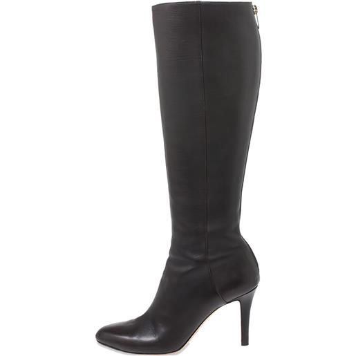 Jimmy Choo Pre-Owned - stivali con zip 85mm - donna - pelle/pelle/gomma/pelle - 37.5 - marrone