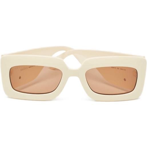 Gucci Pre-Owned - occhiali da sole rettangolari con logo gg - donna - acetato - taglia unica - toni neutri