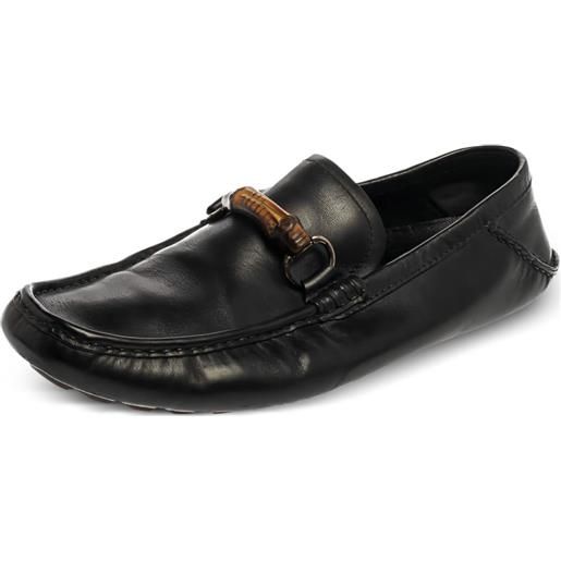 Gucci Pre-Owned - mocassini con dettaglio in bambù - uomo - pelle/pelle/gomma/pelle - 43.5 - nero