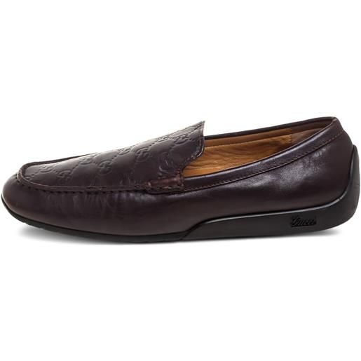 Gucci Pre-Owned - mocassini in pelle - uomo - pelle di vitello/pelle di vitello/gomma - 39.5 - marrone