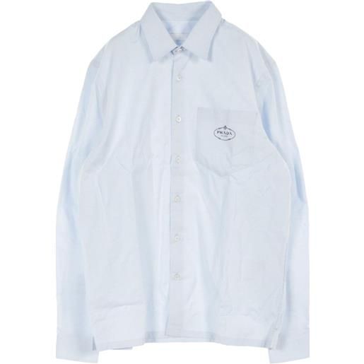 Prada Pre-Owned - camicia con ricamo anni 2010 - uomo - cotone - 38 - blu