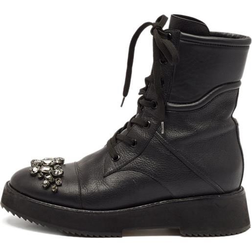 Jimmy Choo Pre-Owned - stivaletti in pelle - donna - pelle/pelle/pelle - 39 - marrone