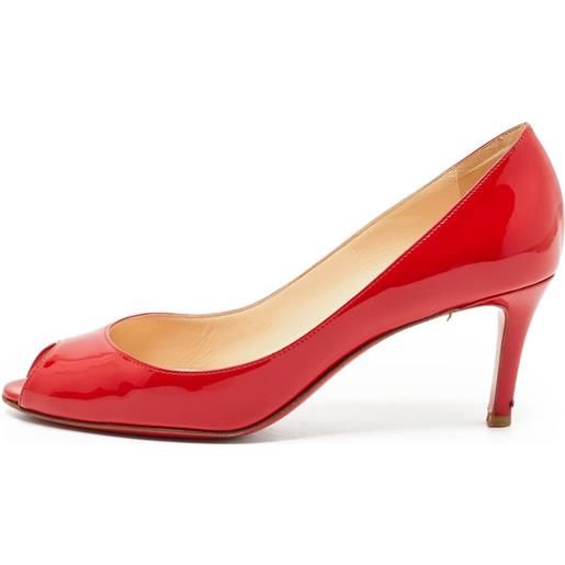Christian Louboutin Pre-Owned - pumps in pelle con tacco 65mm - donna - pelle/pelle lucida/pelle/gomma - 37 - rosso