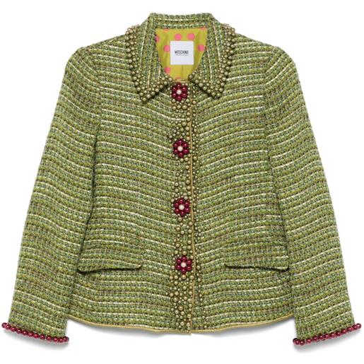Moschino Pre-Owned - giacca crop in tweed anni '90 - donna - lana vergine/poliammide/rayon/lino/fibra sintetica/poliestere - 44 - verde