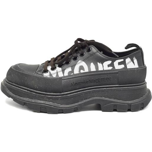 Alexander McQueen Pre-Owned - sneakers con logo e suola rialzata - uomo - pelle/gomma/pelle - 40 - nero