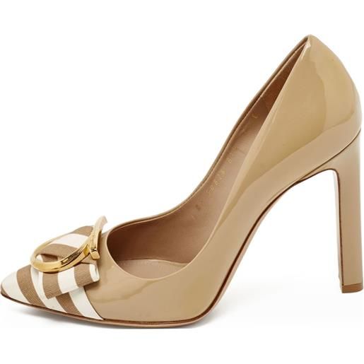 Ferragamo Pre-Owned - pumps in pelle con tacco 115mm - donna - pelle di vitello/pelle di vitello/pelle verniciata - 38 - marrone