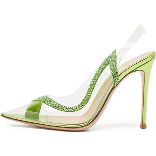 Gianvito Rossi - pumps a punta 110mm - donna - pelle di vitello/pelle di vitello/pvc/pvc/pelle scamosciata di vitello - 38 - verde