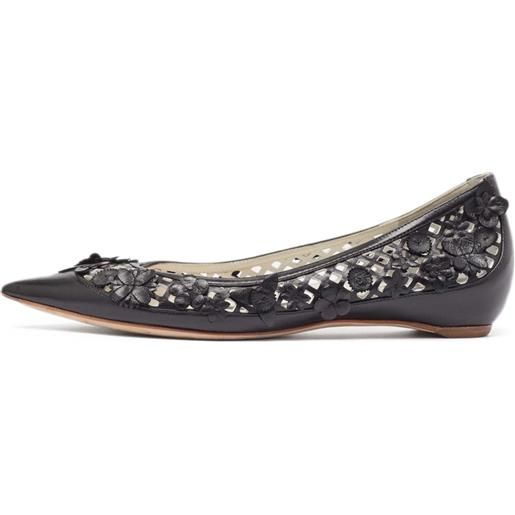 Christian Dior Pre-Owned - pumps con applicazione a fiori - donna - pelle di vitello/pelle di vitello/gomma/pelle di vitello - 37 - nero