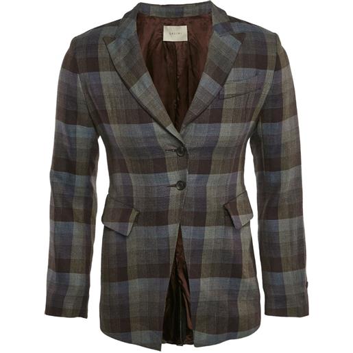 Qasimi - blazer monopetto a quadri - uomo - lino/cupro/viscosa/lana - l - multicolore