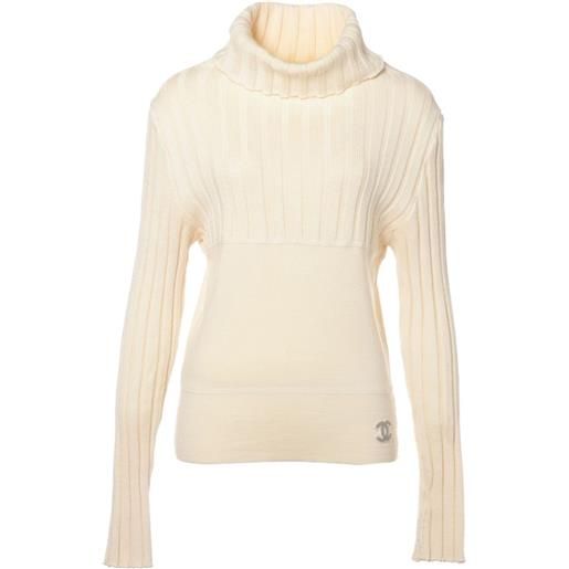 CHANEL Pre-Owned - maglione a coste 2000-2020 - donna - lana/lana - 40 - toni neutri