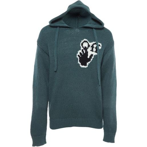 Off-White Pre-Owned - felpa con logo a intarsi - uomo - lana/poliammide - m - verde