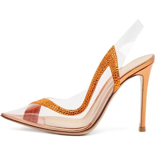Gianvito Rossi - pumps hortensia 105mm pre-owned - donna - pelle/pelle scamosciata/pvc/pelle - 35 - arancione
