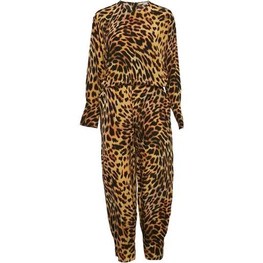 Stella McCartney Pre-Owned - tuta intera con stampa leopardata - donna - seta - xs - marrone