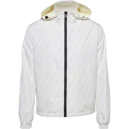 Fendi Pre-Owned - giacca con cappuccio e motivo all-over 2024 - uomo - poliammide - xs - bianco