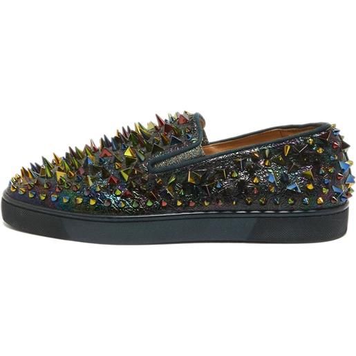 Christian Louboutin Pre-Owned - sneakers roller boat pik pik - uomo - poliestere/gomma/pelle - 42.5 - effetto metallizzato