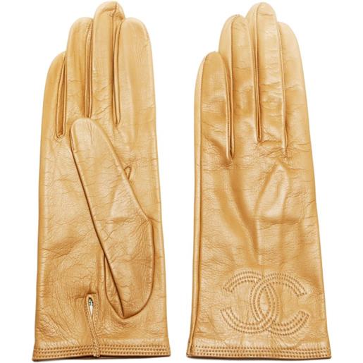 CHANEL Pre-Owned - guanti cc in pelle 1990-2000 - donna - pelle di vitello - taglia unica - toni neutri