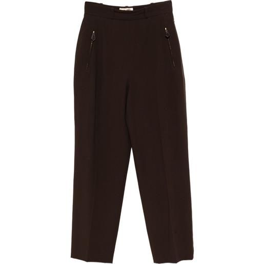 Hermès Pre-Owned - pantaloni lunghi 1990-2000 - donna - lana/elastam - 38 - marrone