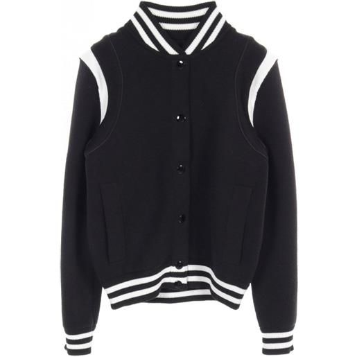 Givenchy Pre-Owned - bomber bicolore anni 2000 - donna - poliammide/lana/poliestere/elastam - xs - nero