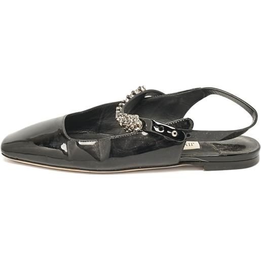 Jimmy Choo Pre-Owned - ballerine in pelle - donna - pelle di vitello/pelle verniciata/pelle di vitello - 35 - nero
