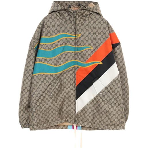 Gucci Pre-Owned - giacca in tessuto gg supreme con cappuccio anni 2010 - uomo - poliammide/poliammide/poliestere - 52 - toni neutri