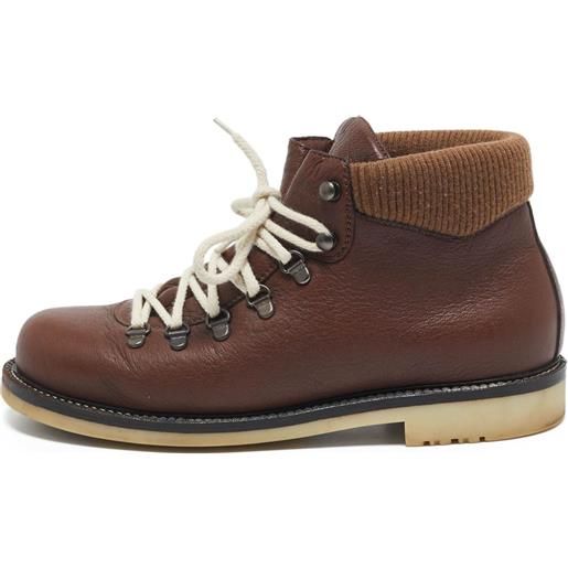 Loro Piana Pre-Owned - stivali da trekking - uomo - pelle/gomma/pelle/tessuto/tessuto - 40 - marrone