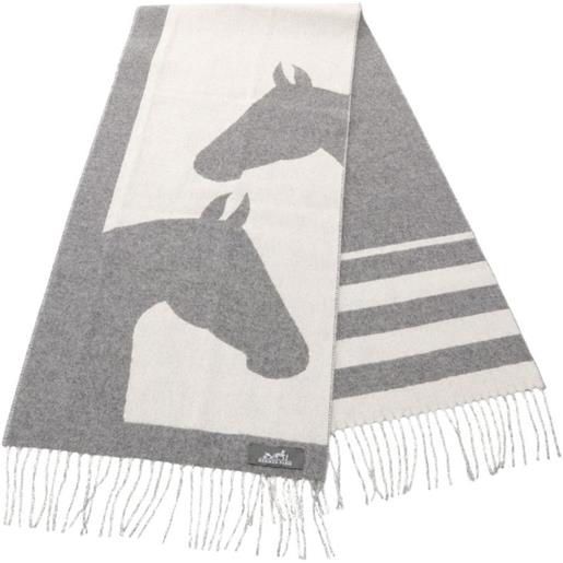 Hermès Pre-Owned - sciarpa casaque love story 2010 - donna - cashmere - taglia unica - grigio