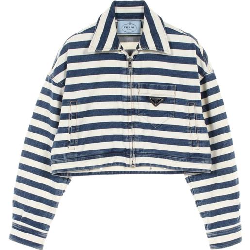 Prada Pre-Owned - giacca denim in cotone a righe anni 2010 - donna - cotone - 38 - bianco