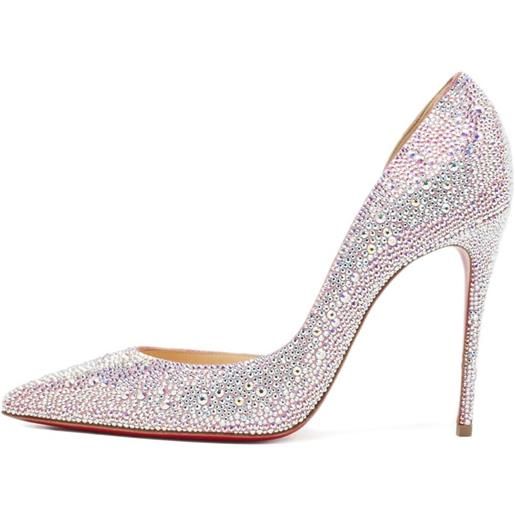 Christian Louboutin Pre-Owned - pumps con cristalli 110mm - donna - glitter/pelle/pelle - 38 - rosa