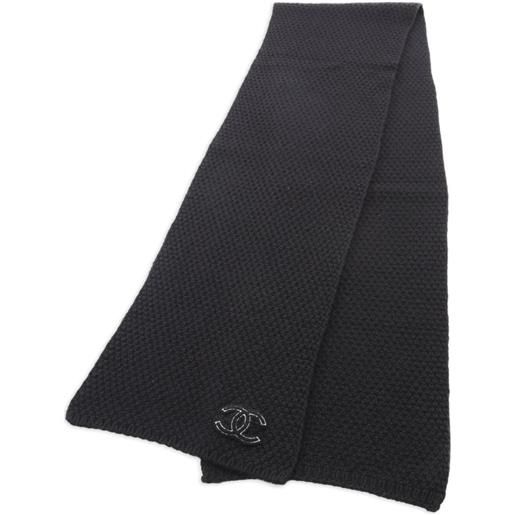 CHANEL Pre-Owned - sciarpa coco mark 1986-1988 - donna - cashmere - taglia unica - nero