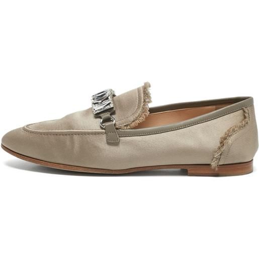 Giuseppe Zanotti Vintage - mocassini letizia in raso con frange pre-owned - donna - pelle/pelle/tessuto - 39 - toni neutri