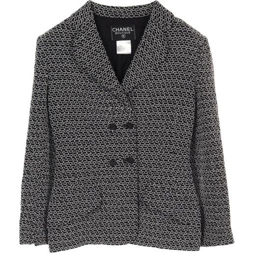 CHANEL Pre-Owned - giacca a fantasia 1986-1988 - donna - lana/lycra/viscosa/nylon/seta - 40 - nero