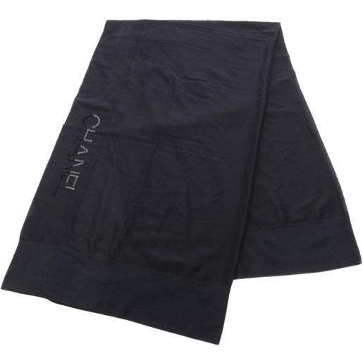 CHANEL Pre-Owned - sciarpa con logo e perline 1986-1988 - donna - cotone - taglia unica - nero