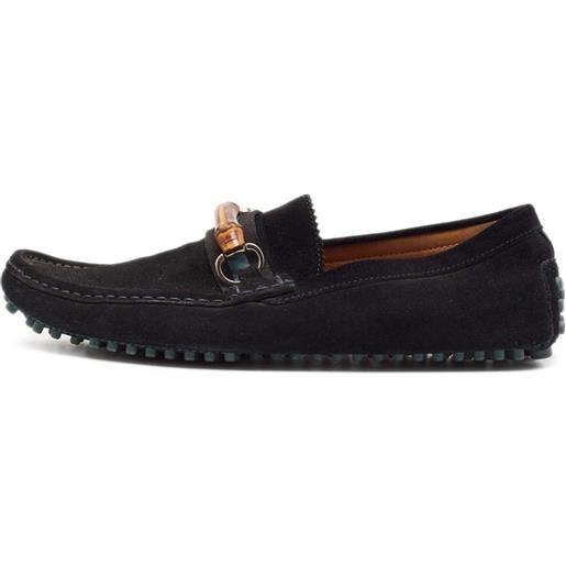 Gucci Pre-Owned - mocassini in pelle scamosciata con morsetto - uomo - pelle/gomma/pelle/pelle scamosciata - 44.5 - nero