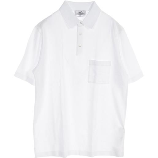Hermès Pre-Owned - polo in cotone con ricamo h anni 2020 - uomo - cotone - l - bianco