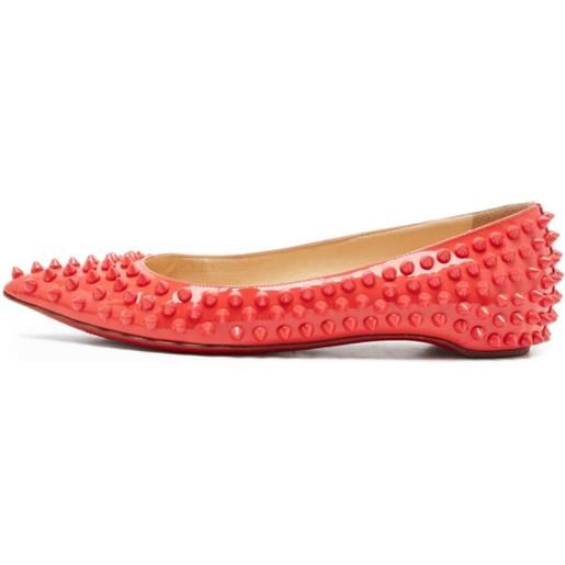 Christian Louboutin Pre-Owned - ballerine con borchie - donna - pelle lucida/pelle/pelle - 35.5 - rosso
