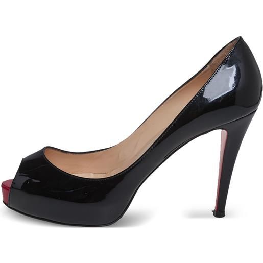 Christian Louboutin Pre-Owned - pumps new prive 95mm - donna - pelle di vitello/pelle di vitello/pelle verniciata - 38 - nero