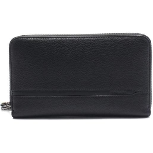 Bvlgari Pre-Owned - portafoglio in pelle con zip anni 2020 - uomo - pelle di vitello - taglia unica - nero