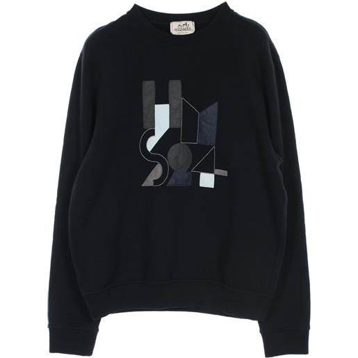 Hermès Pre-Owned - felpa con applicazione anni 2010 - uomo - cotone - m - blu