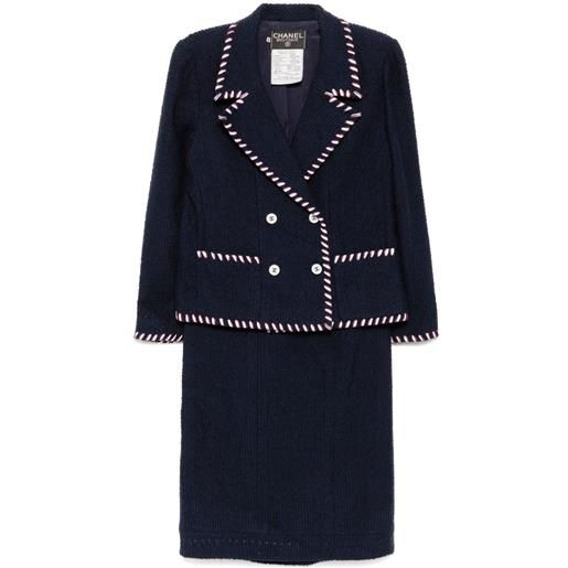 CHANEL Pre-Owned - tailleur con gonna 1994 - donna - cotone/lana/nylon - 38 - blu