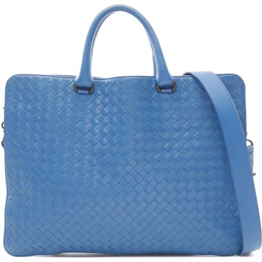 Bottega Veneta Pre-Owned - portadocumenti intrecciato anni 2000 - uomo - pelle di vitello - taglia unica - blu