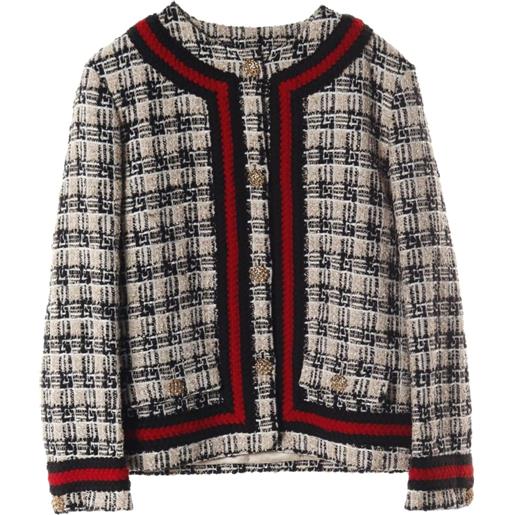 Gucci Pre-Owned - giacca square g in tweed anni 2010 - donna - cotone/lana/poliestere/acrilico/poliammide/lino/fibra metallica/viscosa - 38 - toni