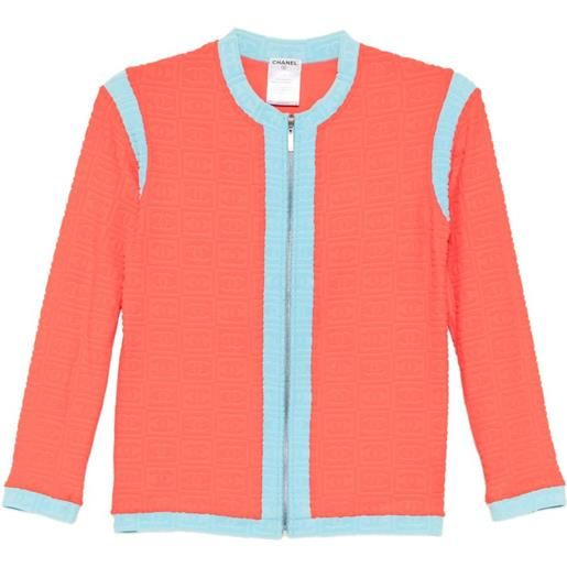 CHANEL Pre-Owned - giacca sport line con zip 2002 - donna - nylon/spandex/elastam - 38 - arancione