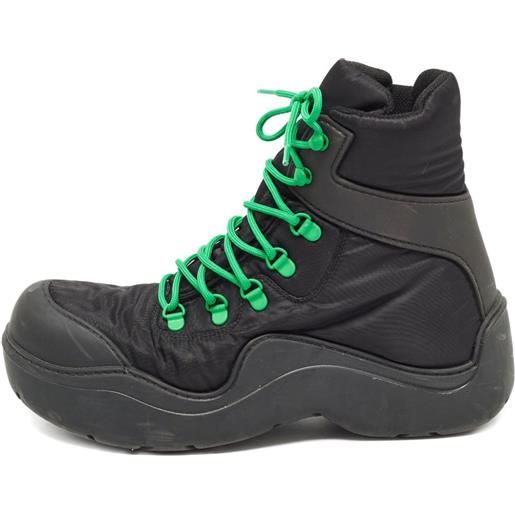 Bottega Veneta Pre-Owned - stivali stringati imbottiti - uomo - gomma/nylon/pelle - 42 - nero