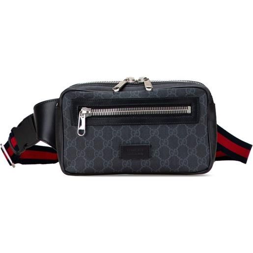 Gucci Pre-Owned - marsupio in tessuto gg supreme con decorazione web 2000-2015 - uomo - tessuto - taglia unica - nero