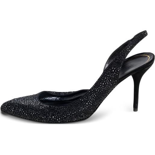 Gucci Pre-Owned - pumps con strass 90mm - donna - pelle di vitello/pelle di vitello/tessuto - 39 - nero