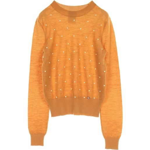 CHANEL Pre-Owned - top con decorazione 1986-1988 - donna - cashmere/mohair - 36 - arancione