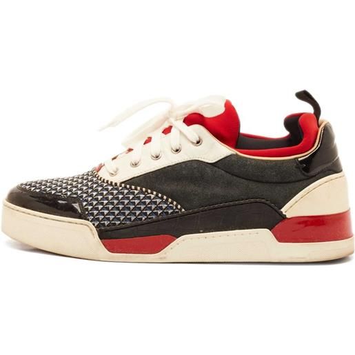Christian Louboutin Pre-Owned - sneakers aurelien con inserti - uomo - tessuto/pelle/pelle scamosciata/tessuto/gomma - 44.5 - nero