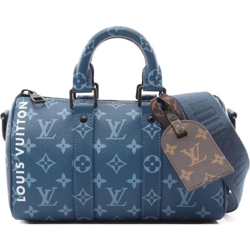 Louis Vuitton Pre-Owned - borsa tote keepall bandouliere 25 con monogramma 2021 - uomo - pvc - taglia unica - blu