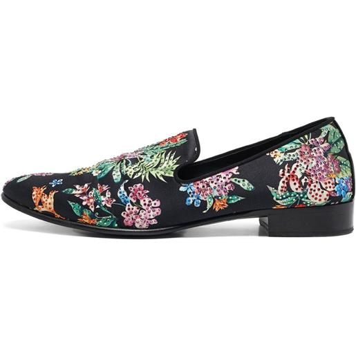 Giuseppe Zanotti Vintage - mocassini con ricamo - uomo - raso/pelle di vitello/pelle di vitello/gomma - 41 - nero